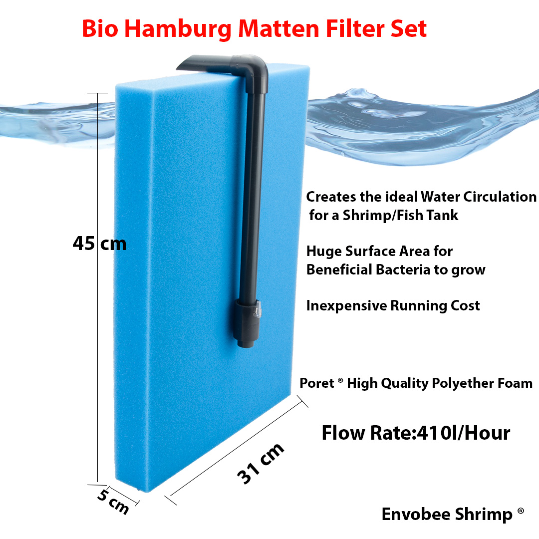 Hamburg Matten Biological Sponge Filter Set 45x31x5cm - Envobee Shrimp HMF  Uk